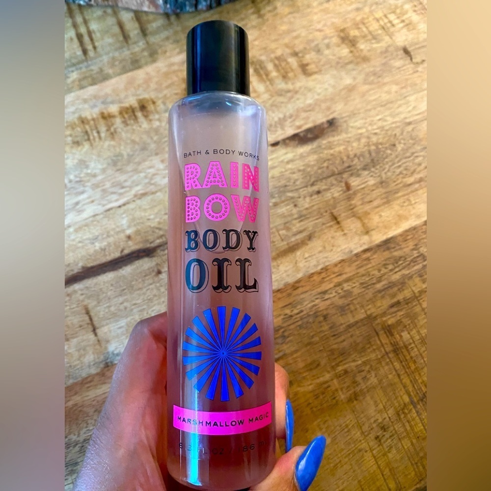 Bath and body works rainbow body oil marshmallow magic scented BODY OIL